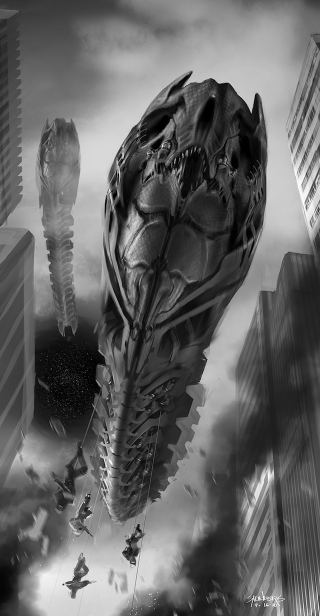 Illustration for article titled The Avengers' Leviathan warships could have been more H.R. Giger-esque